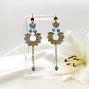 Boucles d’Oreilles Rosa Apatite en doré et chainettes