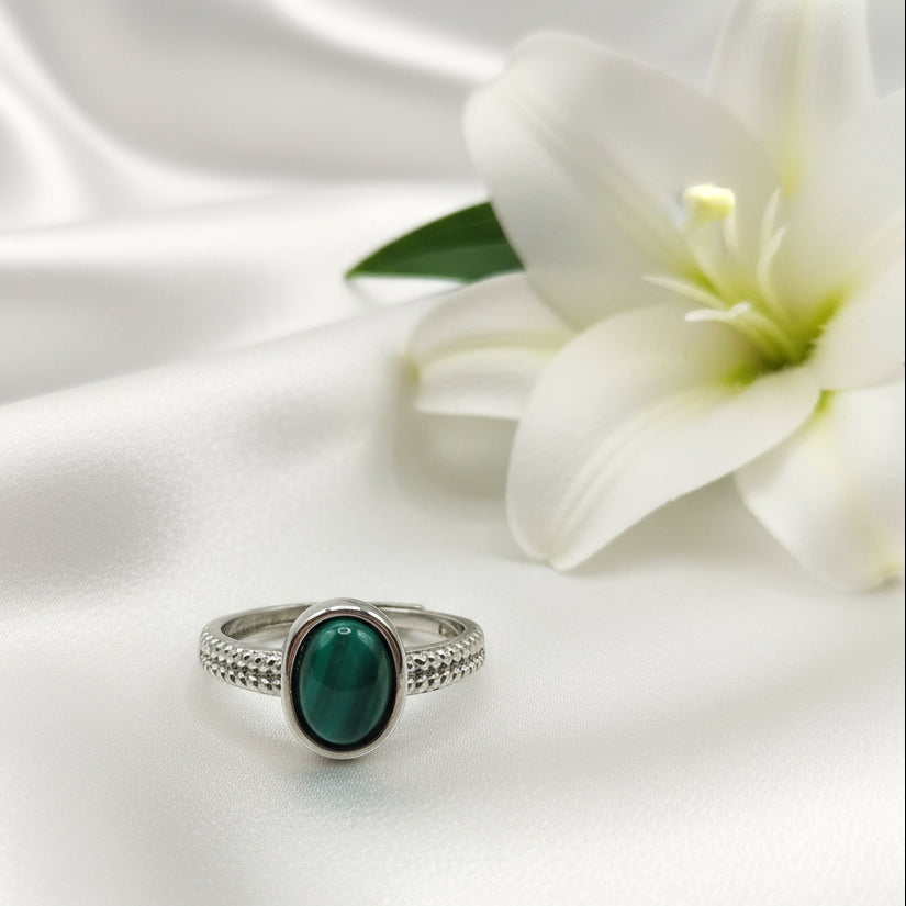 anneau malachite argenté cadeau femme