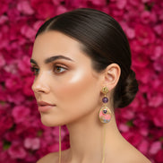 Boucles d'oreilles dorées, améthyste & polymère