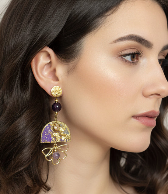 boucles d oreilles amethyste doré