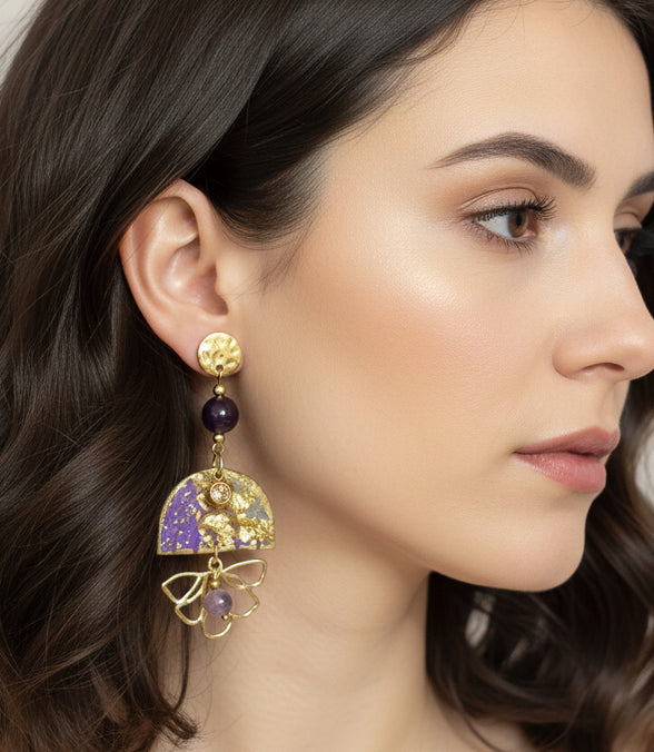 boucles d oreilles amethyste doré