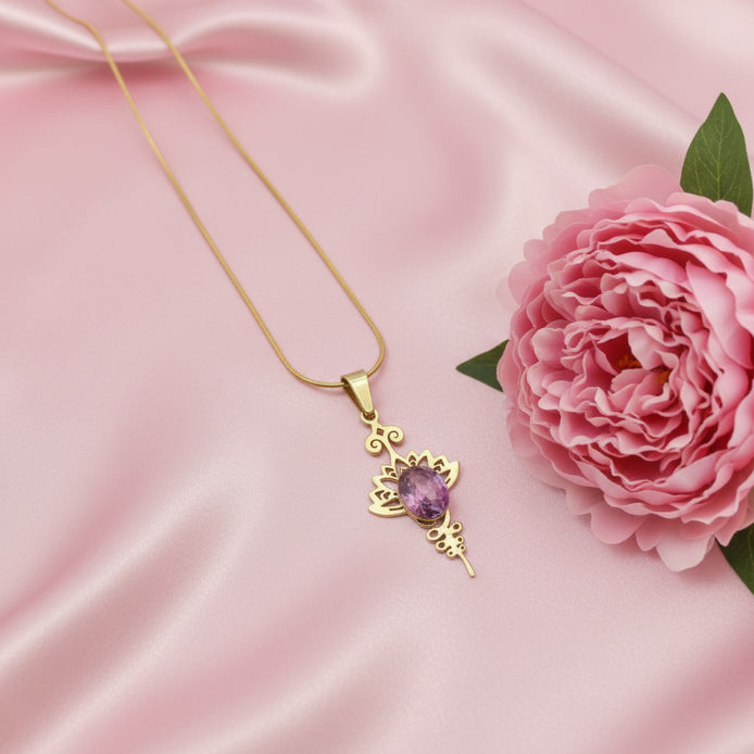 Collier unalom en améthyste doré ou argenté