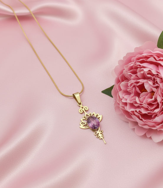 Collier unalom en améthyste doré ou argenté