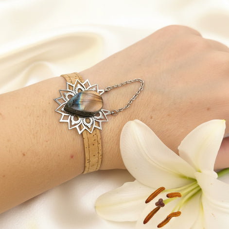bracelet liege labradorite femme ecolo vegan
