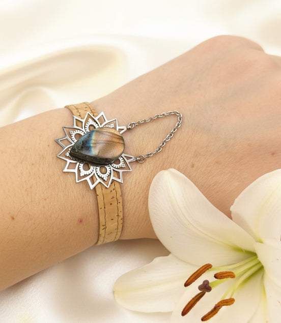 bracelet liege labradorite femme ecolo vegan