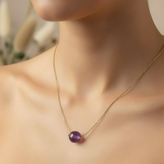 collier perle améthyste tour de cou