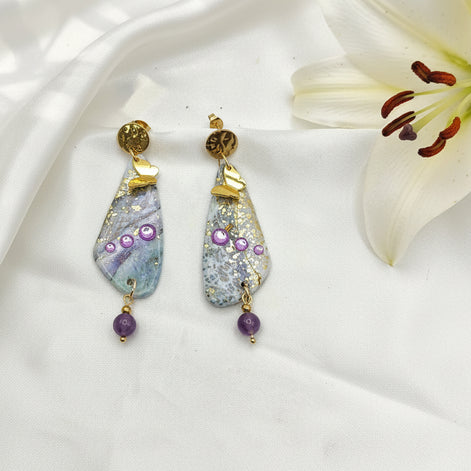 Boucles d'oreilles féeriques papillon et améthyste