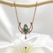 collier doré lotus labradorite 70 