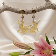 Boucles d'oreilles chat, pierre de lune, polymère