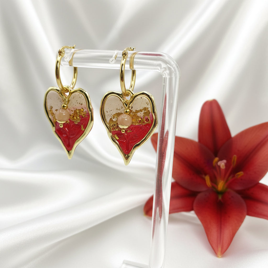 boucles d oreilles coeur pierre de lune