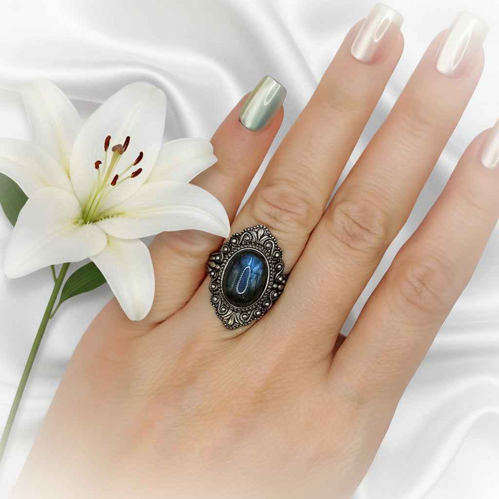 Bague en argent s925 et labradorite