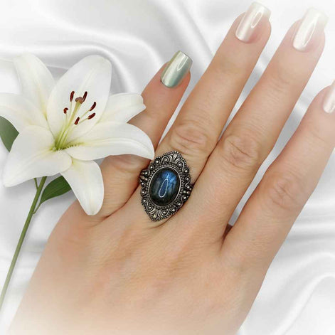 Bague en argent s925 et labradorite