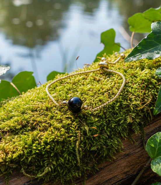 bracelet doré obsidienne