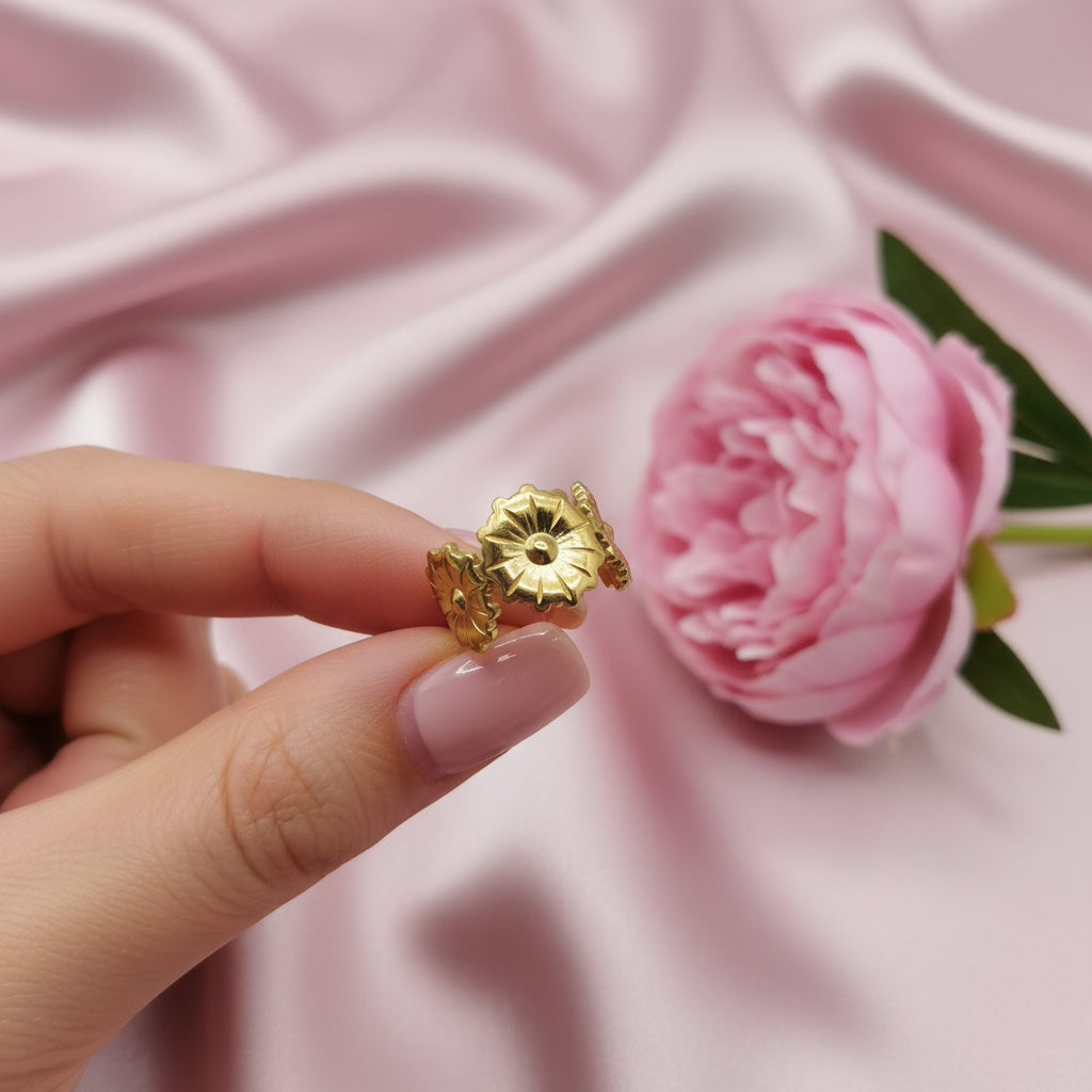 Bague doré en acier inoxydable