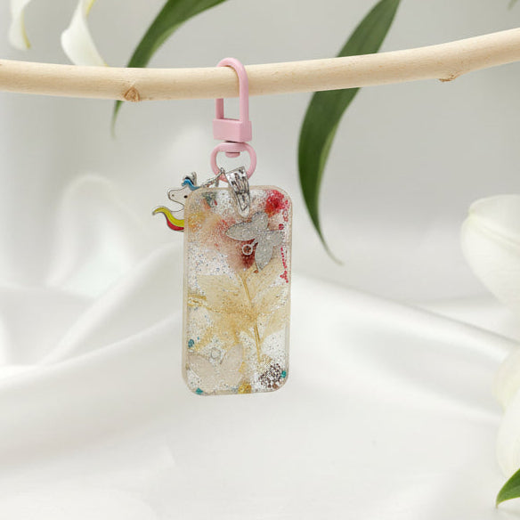 Porte clé féerique en quartz rose bijou de sac, cadeau