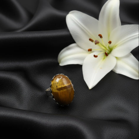 bague argent oeil de tigre