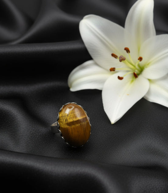 bague argent oeil de tigre