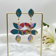 Boucles d'oreilles colorée, pierre de lune, polymère