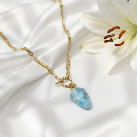 Collier ras du cou en larimar 