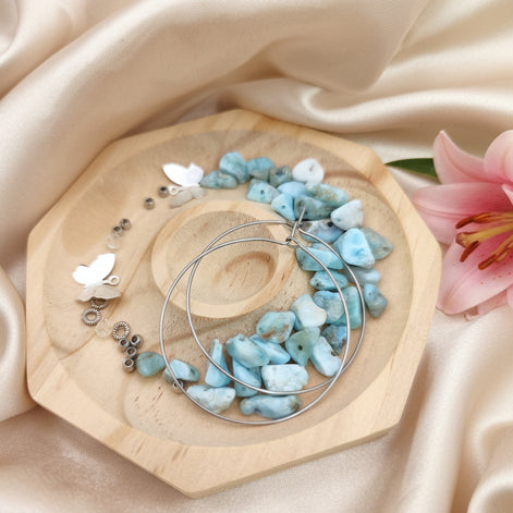 Kit créatif boucles d'oreilles en larimar, papillons, niveau 1