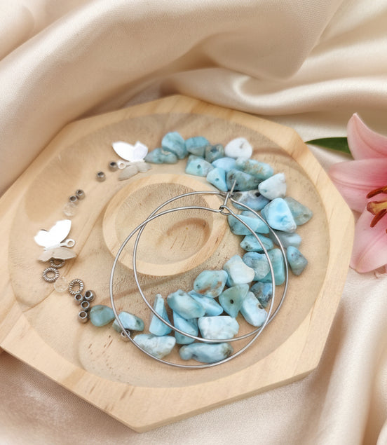 Kit créatif boucles d'oreilles en larimar, papillons, niveau 1