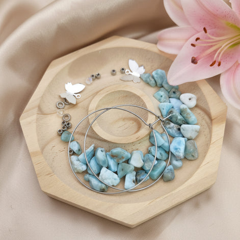 Kit créatif boucles d'oreilles en larimar, papillons, niveau 1