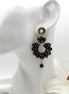 Boucles d'oreilles noire et or et tourmaline noire