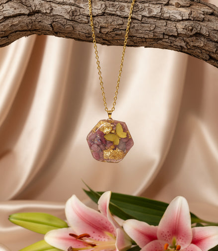 collier doré rhodonite originale