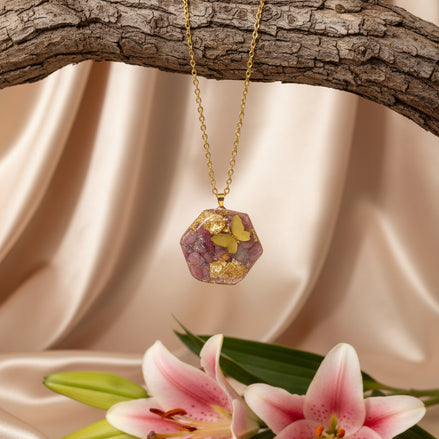 collier doré rhodonite originale