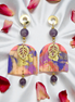 Boucles d'oreilles dorées en améthyste & polymère