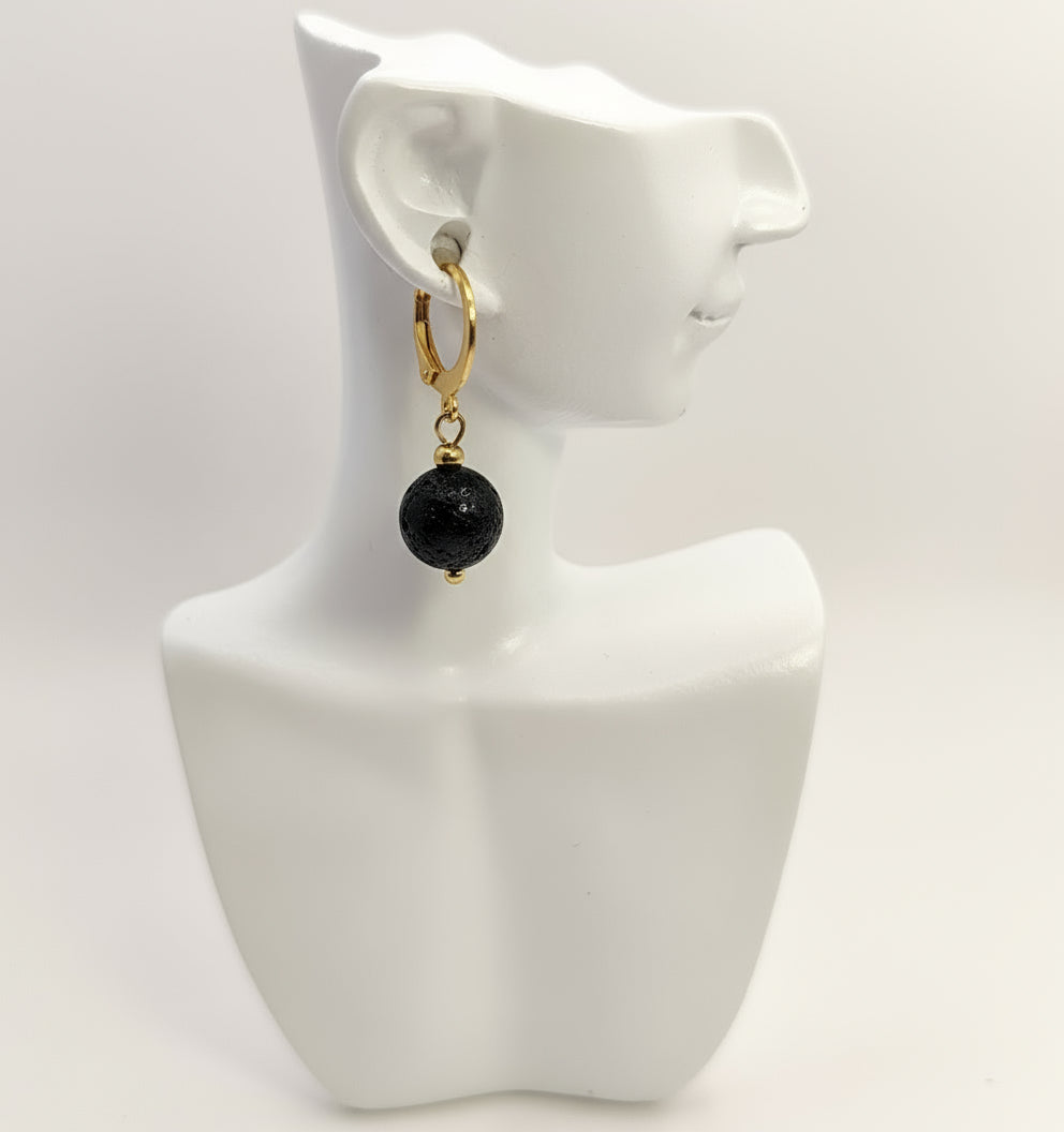 Boucles d'oreilles en acier inoxydable et pierre 