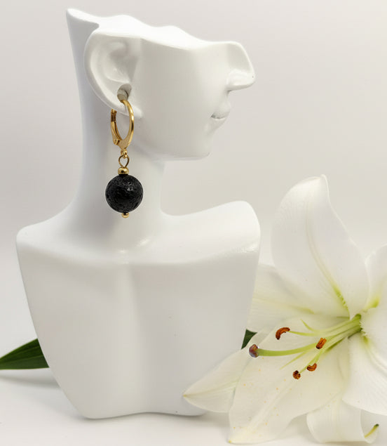 Boucles d'oreilles en acier inoxydable et pierre 