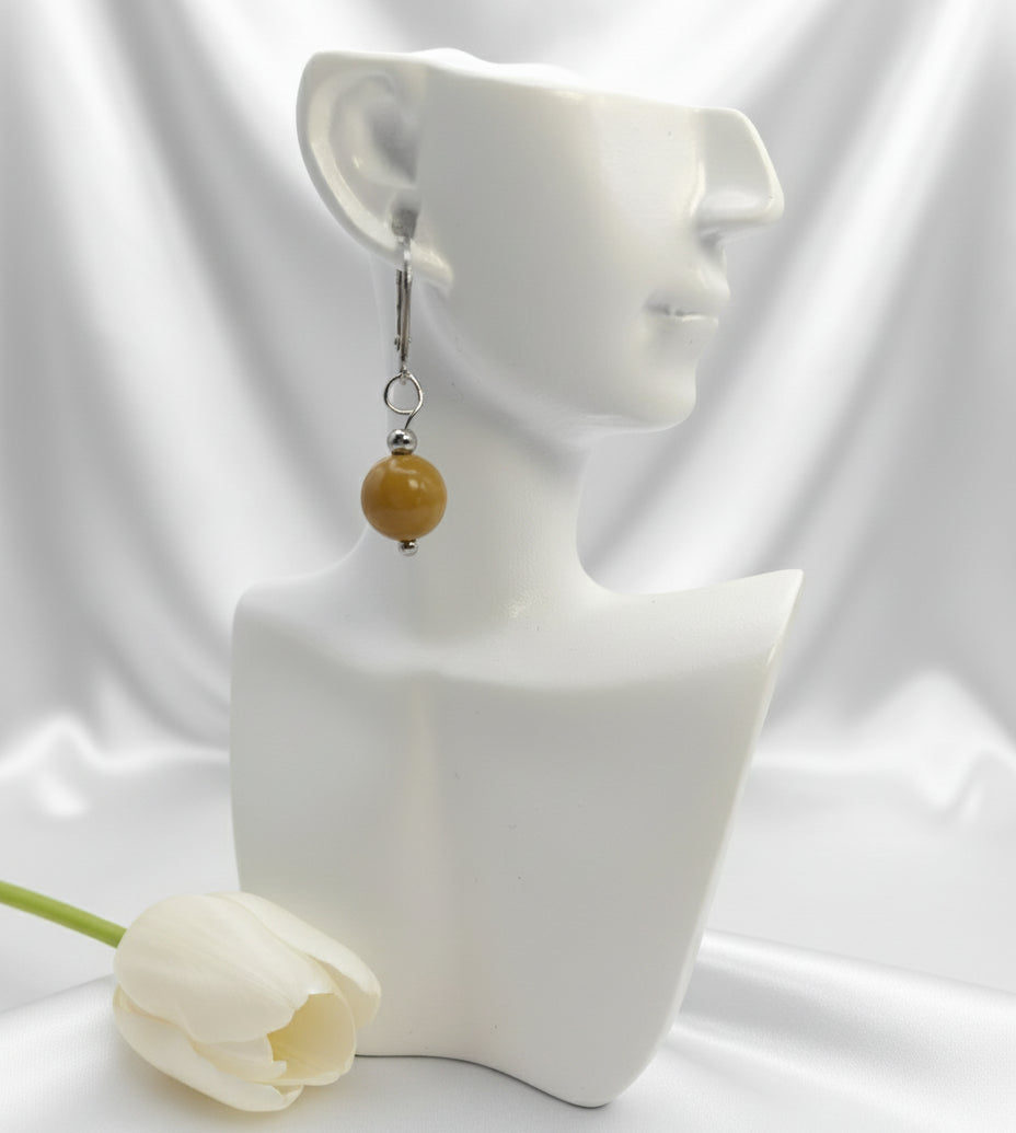 Boucles d'oreilles en acier inoxydable et pierre 