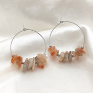Boucles d'oreilles créoles en pierres et en acier inoxydable au choix