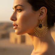 Boucles d'oreilles doré et oeil de tigre
