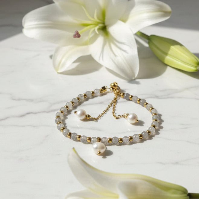 bracelet en perle d'eau douce et labradorite