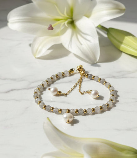 bracelet en perle d'eau douce et labradorite