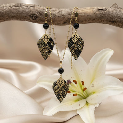 parure bijoux en obsidienne noire