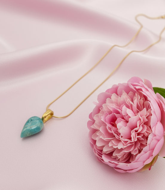 Collier fin Amazonite, argenté, doré au choix