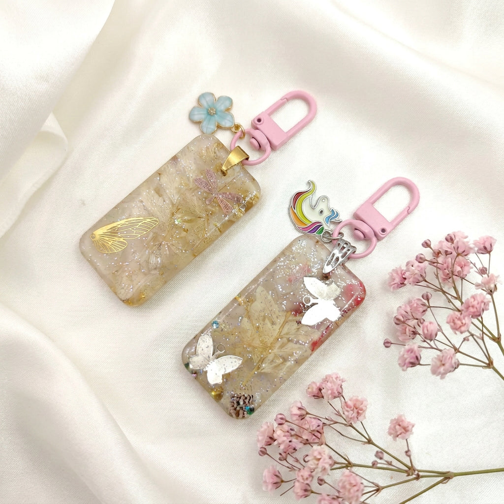 Porte clé féerique en quartz rose bijou de sac, cadeau