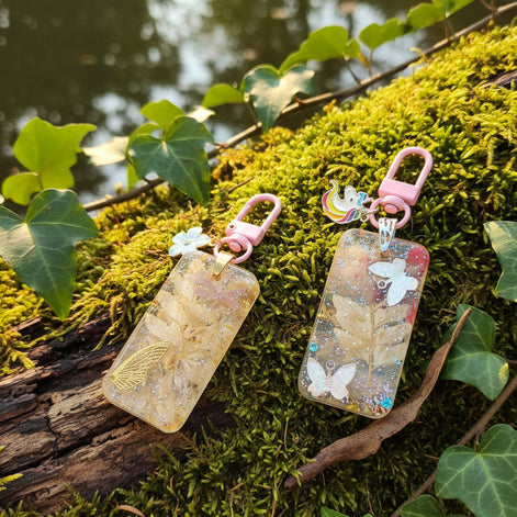 Porte clé féerique en quartz rose