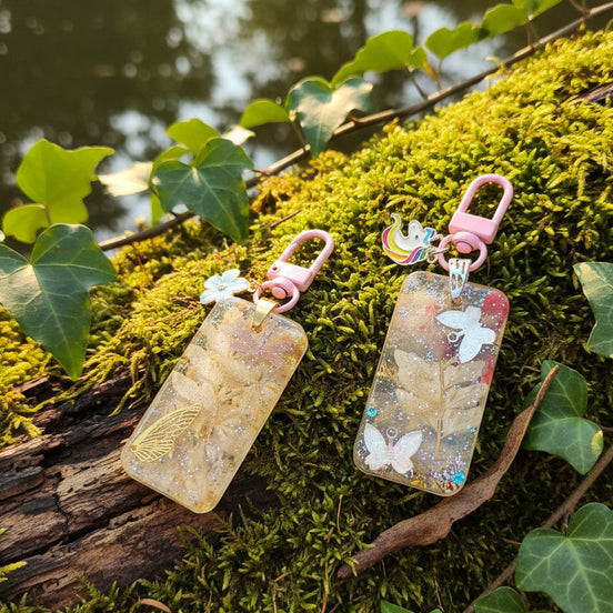 Porte clé féerique en quartz rose