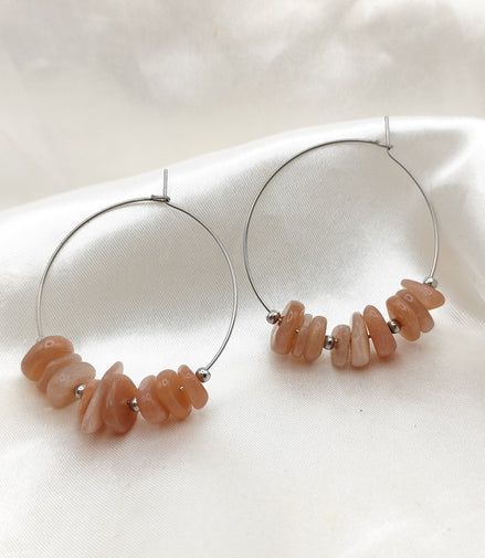 Boucles d'oreilles créoles en pierres et en acier inoxydable au choix