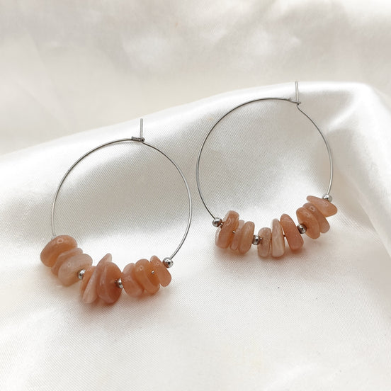 Boucles d'oreilles créoles en pierres et en acier inoxydable au choix