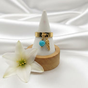 Bague doré ange, pierre et acier ajustable