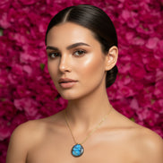 Collier doré et labradorite ronde + bijou de dos