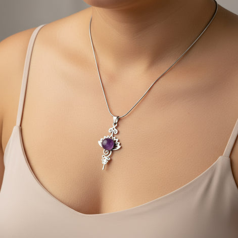 bijoux lotus améthyste