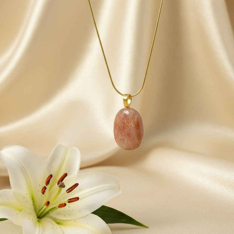 Collier et Pierre de soleil roulée qualité AA au choix