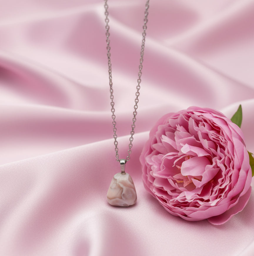 Pendentif ou pierre libre en Agate du Botswana rose extra 2 cm