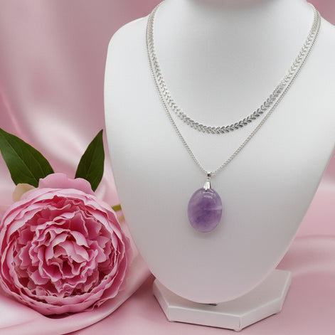 collier argenté améthyste